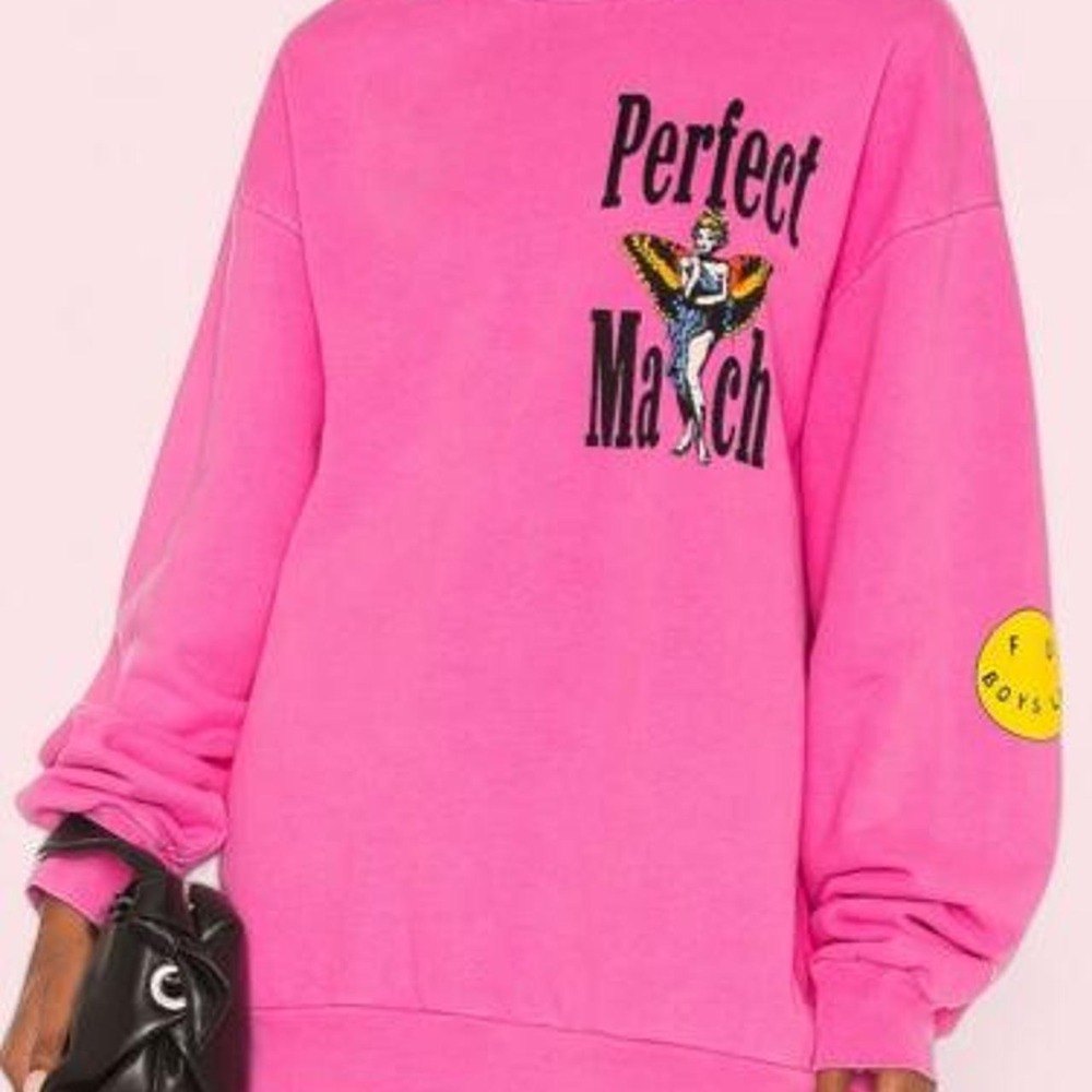 Boys Lie "Perfect Match" Pink Crewneck — One Size